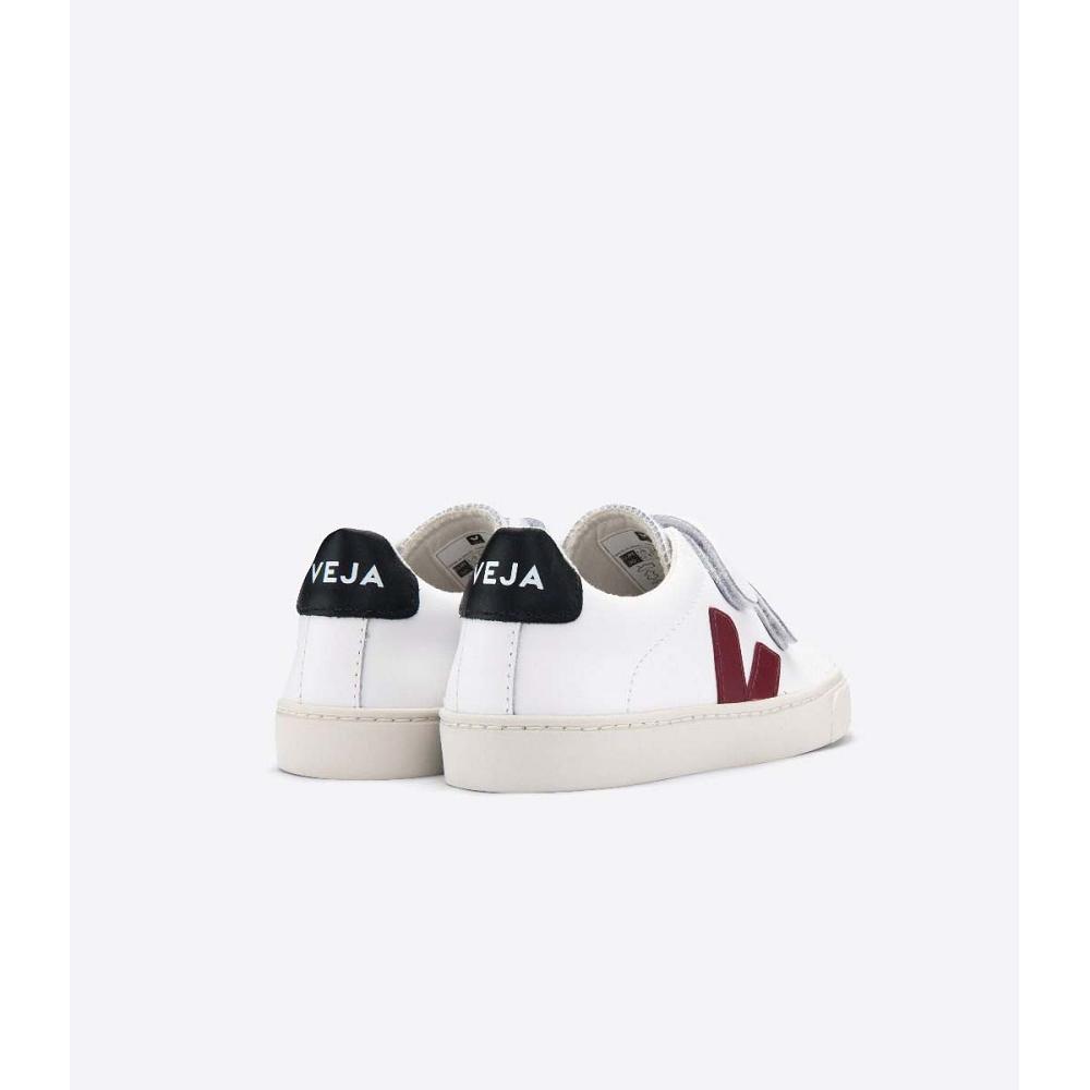 Veja ESPLAR LEATHER Kids' Sneakers White/Black/Red | CA 819MQZ